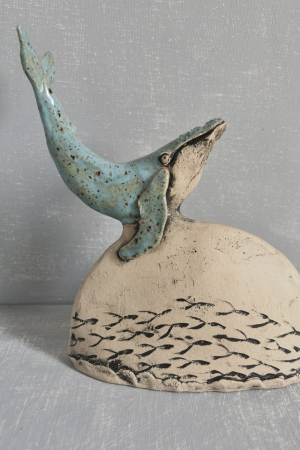WHALE SCULPTURE FREE STANDING.