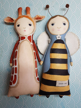 Bee & giraffe art doll.