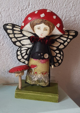 Mushroom fairy art doll