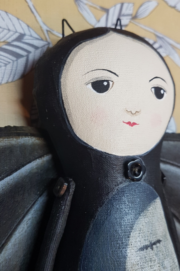 Bat girl, folk art inspired art doll