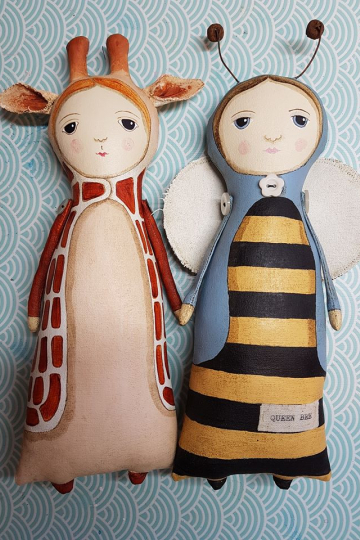 Bee & giraffe art doll.