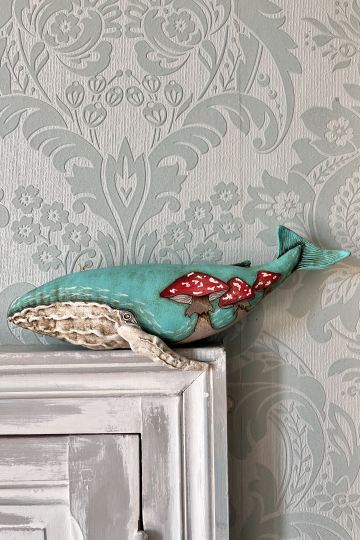 Reserved for E.Jeqcock      'The Forest Dreamer' soft sculpture textile whale.