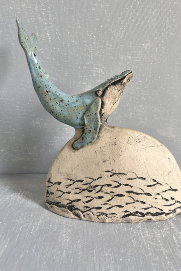 'Jump for joy' unique stoneware whale.