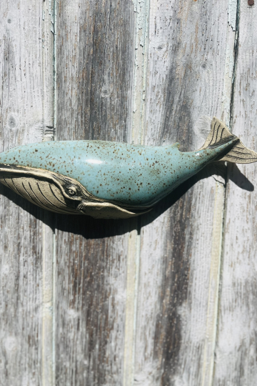 'Stormy Seas' original ceramic whale sculpture.