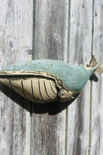 'Stormy Seas' original stoneware whale sculpture.
