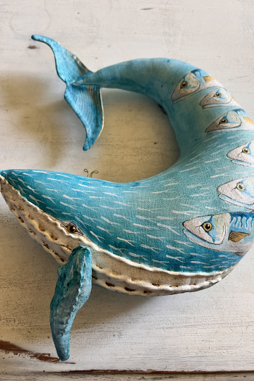 'Of all the fishes in the sea' soft sculpture whale.