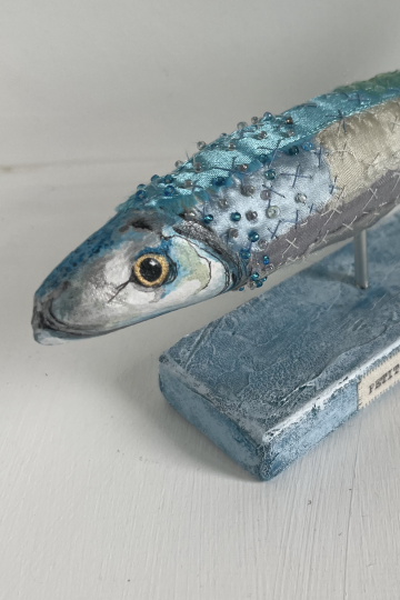 'Petit poisson bleu' textile art sculpture