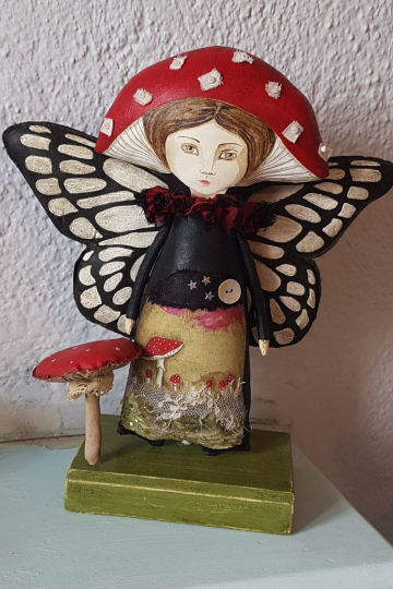 Mushroom fairy art doll